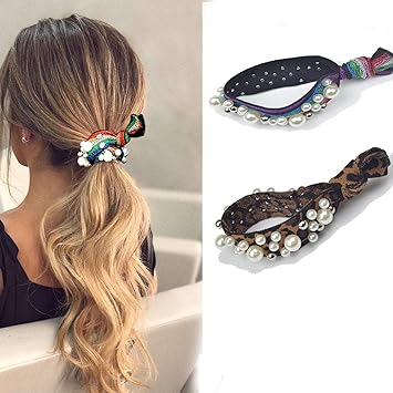 Amazon Com Pearl Hair Tie Elastic Hair Bands For Women Girls 2