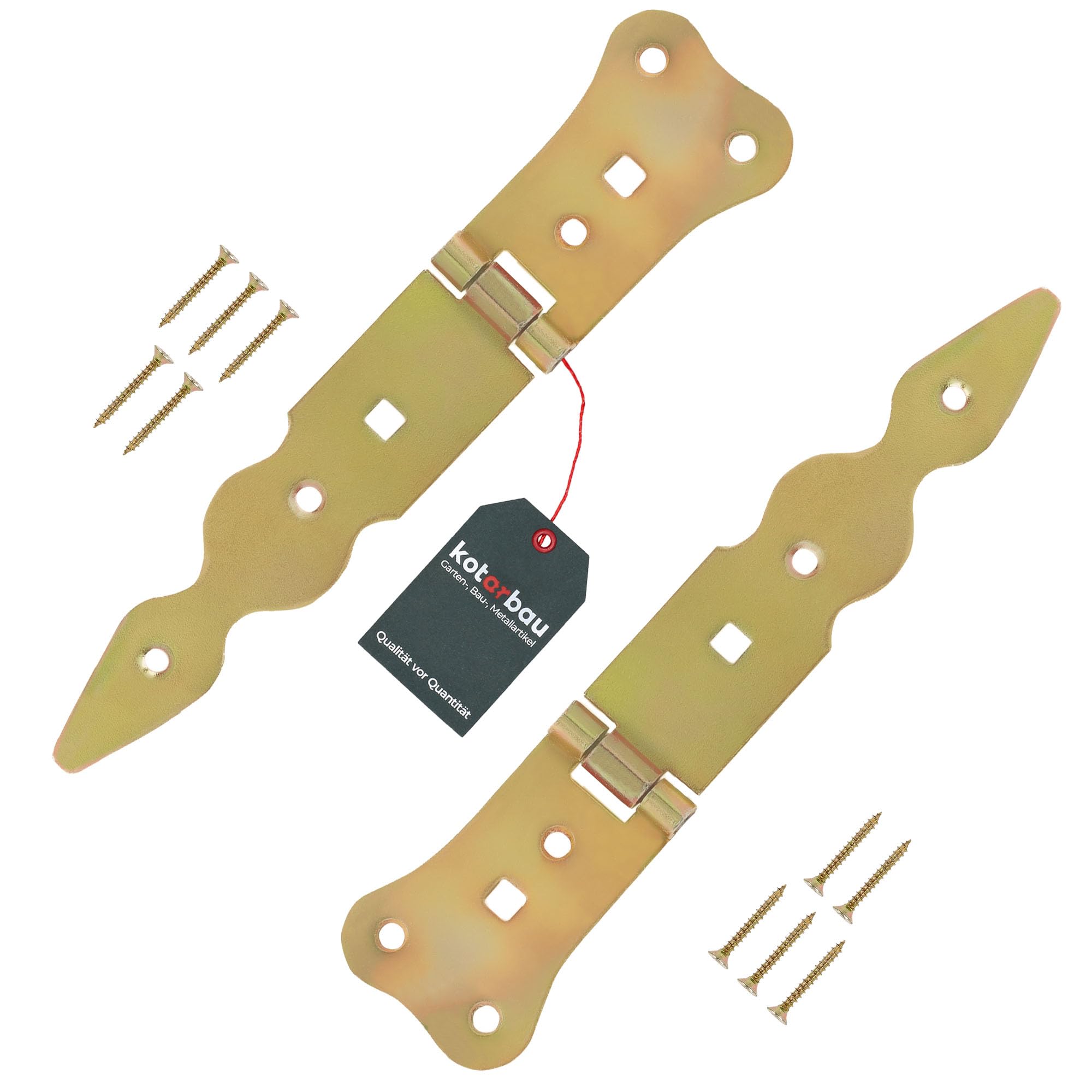 Kotarbau® Set of 2 Shutter Hinges, 150 mm, Gate Hinge, Door Hinge, Throw Hinge, Cross Hinge, Gold Galvanised, Rustproof, Garden Gate Hinge, Building Fittings, Robust