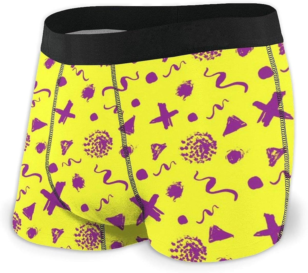 Mens Boxer Briefs Yellow Grunge Ink Circle Modern Breathable Underwear