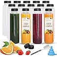 Holotap 108 Pcs 16 OZ Disposable Juice Bottles with Caps Bulk, Empty Plastic Bottles with Black Tamper Evident Lids for Juicing, Protein Drinks and Other Beverage Drink Containers.