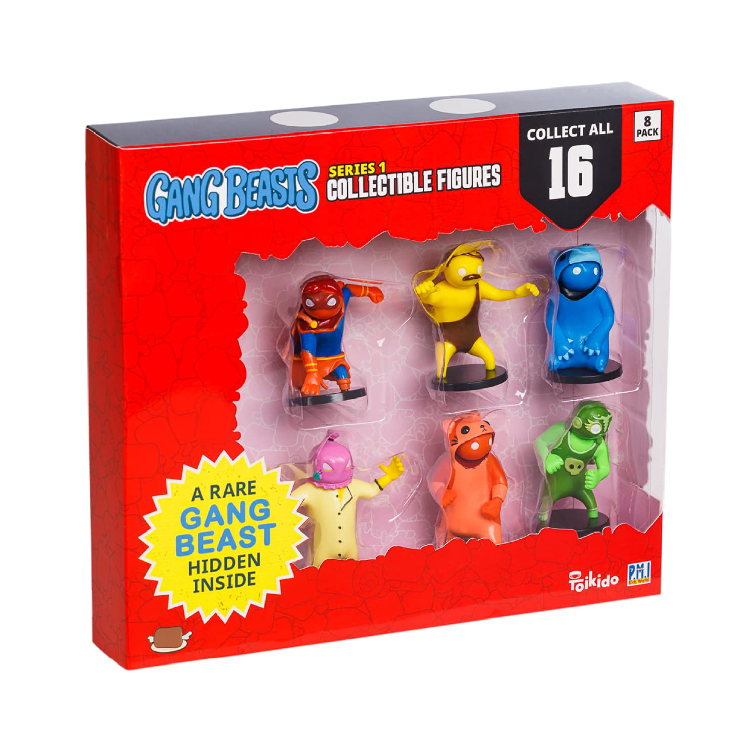 Gang Beasts Action Figures | Pack of Eight 2.5 Inch Figurines for Kids | Superhero Toys for Boys & Girls | Collect 16 Mini Characters | 1 Hidden Rare | Official Gang Beasts