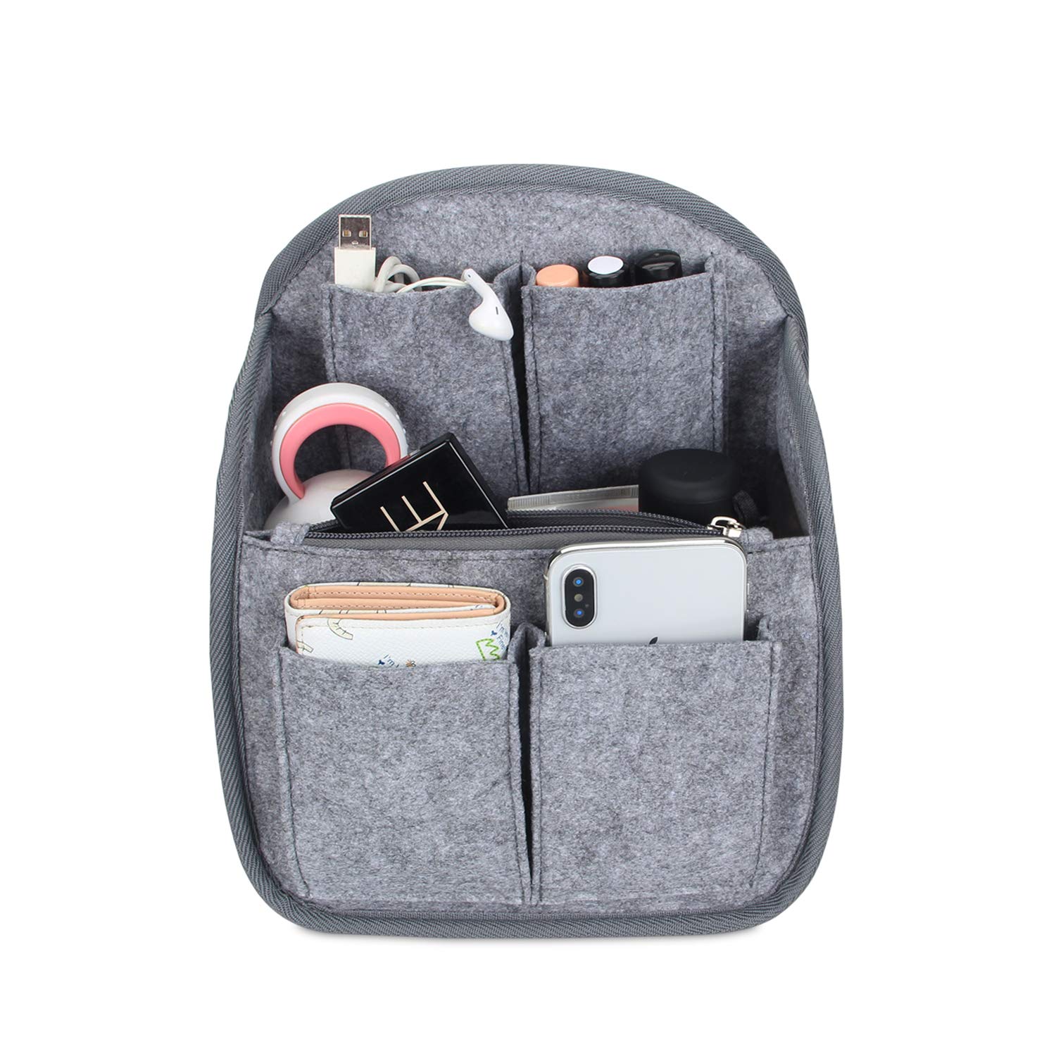 Luxja Backpack Organiser Insert Bag, Felt Bag Organiser for Backpack, Lightweight Travel Organiser Bag Insert, Big Enough for A4 Paper, Grey
