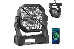 Camping Fan Rechargeable Battery Powered: Portable Camping Fan with Rotating Hook 8000mAh Battery USB Power Bank Camping Fans