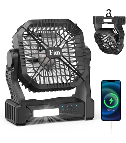 Ventilateur De Tente Avec Lumière LED - Portable, Rechargeable USB/solaire, Camping