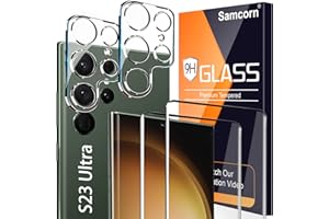 SAMCORN [2+2 Pack] Screen Protector for Samsung Galaxy S23 Ultra 5G, 9H Tempered Glass, Ultrasonic Fingerprint Support, 3D Curved, HD Clear, Bubble-Free for Galaxy S23 Ultra Glass Screen Protector