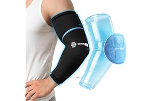 ComfiTECH Dual-Gel Full Arm Ice Pack Wrap with Extended 30-Min Cooling for Elbow, Detachable Cold Pack & Flexible Gel Ice Sle