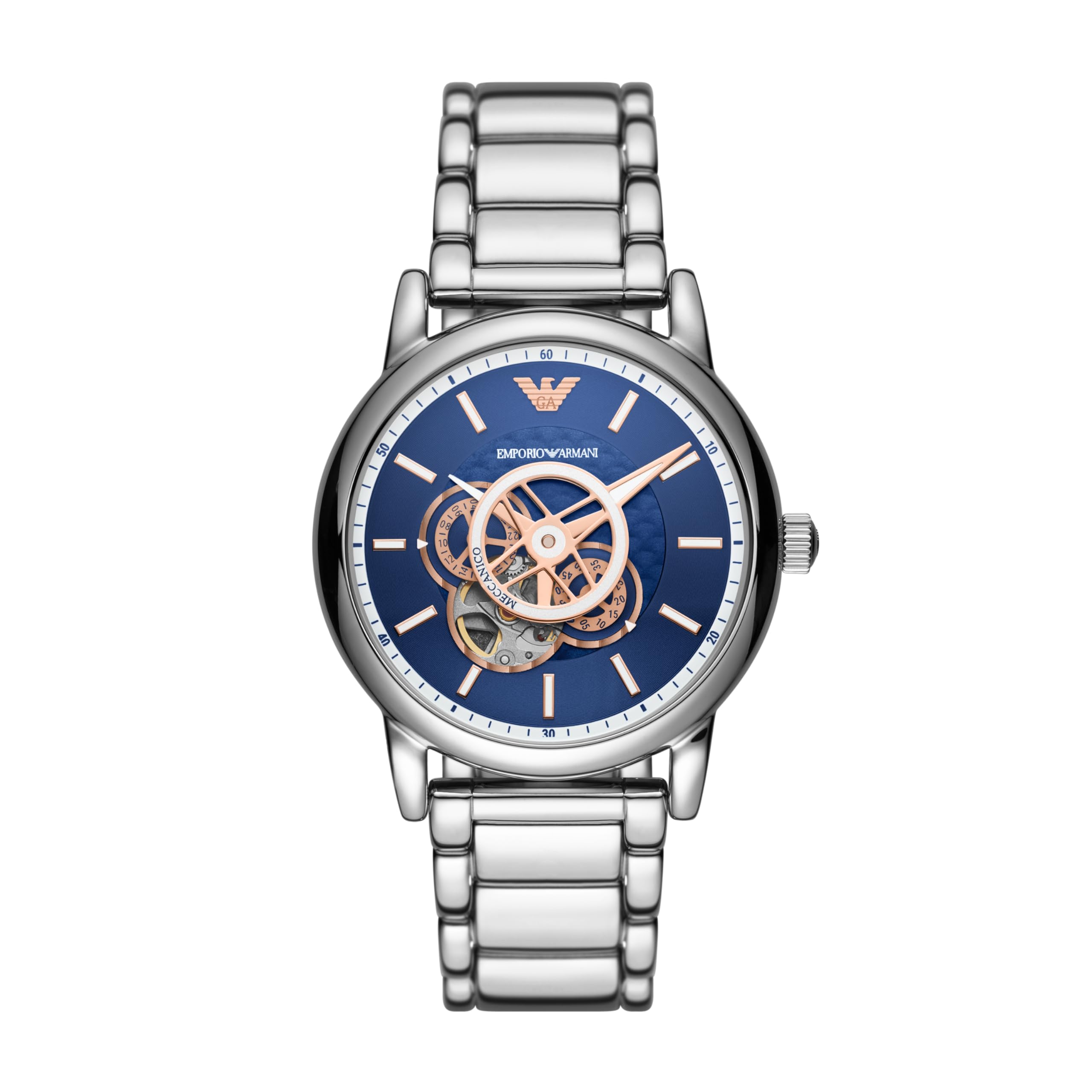 Emporio Armani Men’s Automatic Silver Stainless Steel Bracelet Watch (Model: AR60036)