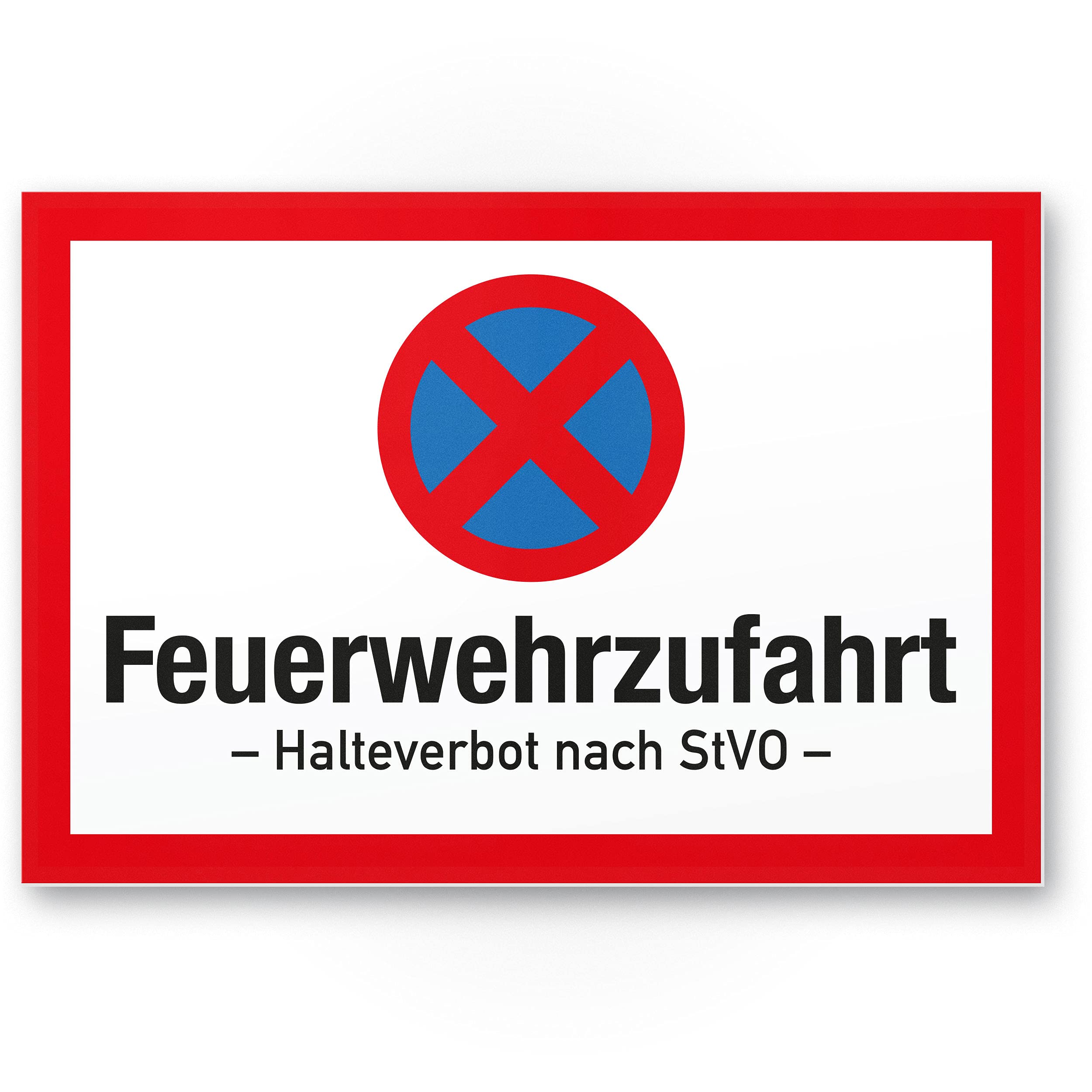 Plastic Sign with German Road Traffic Regulations 30 x 20 cm Fire Brigade Parking Prohibited Entry Sign (German Road Traffic Regulations) According to DIN 14090