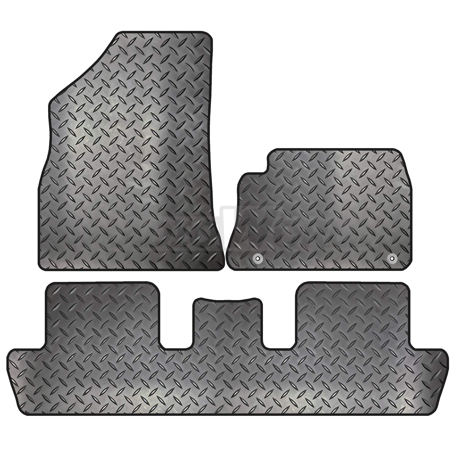 Carsio Rubber 3 Piece Car Mat Set For Peugeot 3008 2009 to 2016 with [2 Clips] Tailored Fit Floor Mat Complete Accessory Black Custom Fitted - All Weather & Heavy Duty, Anti-Slip Backing