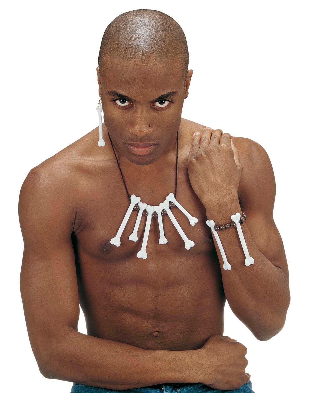 Bone Jewellery Set Accessory for Prehistoric Caveman Fancy Dress