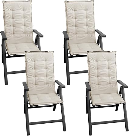 Amazon De Wohaga 4 Stuck Sitzkissen Auflage Fur Gartenstuhle Stuhlauflage Sitzpolster Polsterauflage Gartenstuhlauflage Sitzauflage Sitzpolsterauflage Sitzkissenpolster Fur Hochlehner 112x45cm 4cm Dick Beige