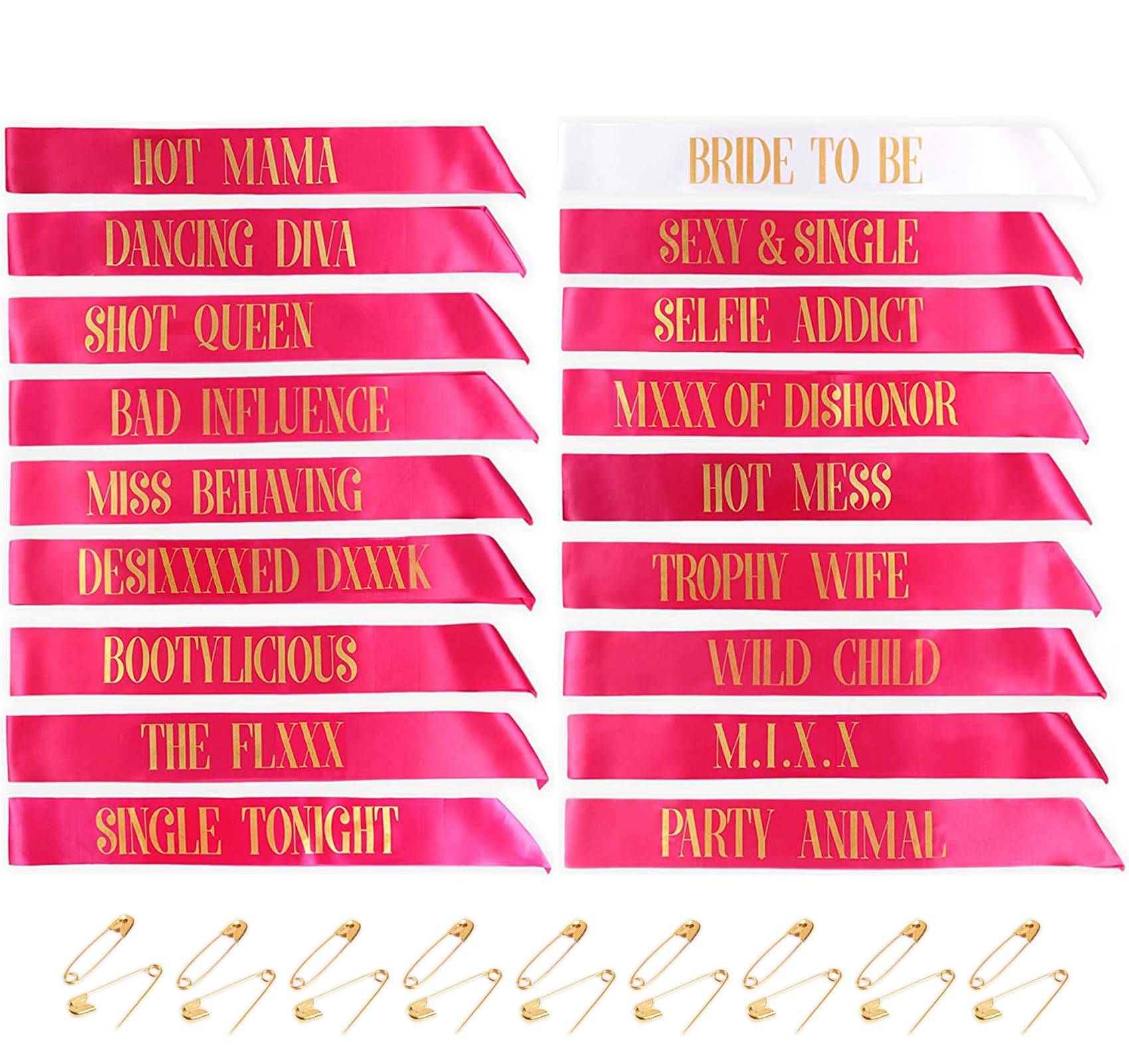STAY GENT Hen Party Sashes 18Pack Team Bride Sash Set Hen Do Accessories 1 White Bride to Bed Sash & 17 Rose Red Hen Night Bridesmaid Bride Tribe Sashes for Team Bridal Shower Wedding Party Decoration