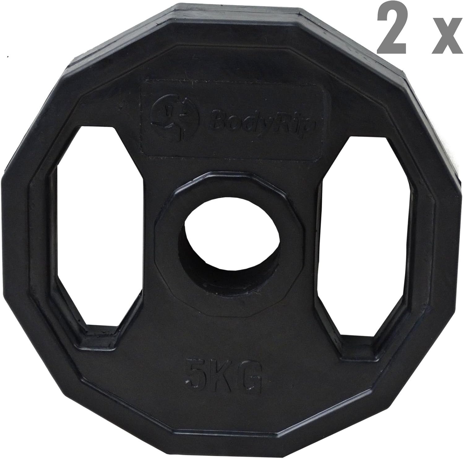 BodyRip 2 x 5kg OLYMPIC POLYGONAL COATED HEX WEIGHT DISC PLATES Amazon