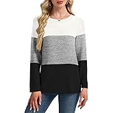 Kinnette Womens Long Sleeve Tops Color Block 2025 Casual Fall Lightweight Tunic Sweaters Crew Neck Shirt