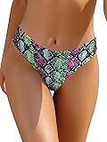 SHEKINI Women's High Waisted Thong Bikini Bottom U