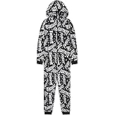 Get Trend One Piece Pajamas for Boys, Teens, Long Sleeved Fleece Jumpsuit, Zip Up Sleepwear, Loungewear PJs, Gifts for Boys