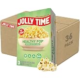 Jolly Time Healthy Pop Buttery Microwave Popcorn, Low Fat Gluten Free Non-GMO, 3oz Sharing Bag, 3 Bags Per Carton (Healthy Pop - Butter &amp; Sea Salt, 3 Ounce (Pack of 36))