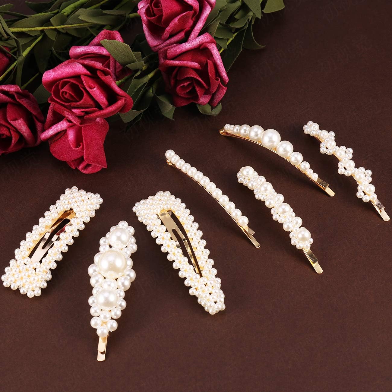 Pearl Hair Clips for Women Girls - 7PCS Set Fashion Sweet Artificial Pearl Hair Barrettes Hair Clips for Daily Party Wedding