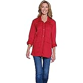 MULTIPLES Women's Roll Tab Long Sleeve 2-Pocket Button Front Fringed Shirt