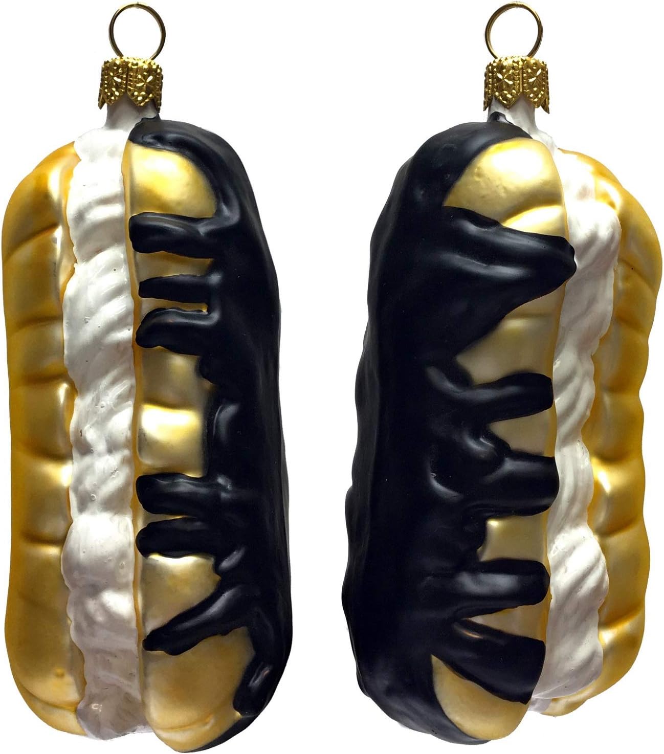 Pinnacle Peak Trading Company Eclair Pastry Dessert Polish Glass Christmas Ornament Set of 2 Food Decoration