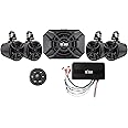 NOAM NUTV5-S Quad - ATV/UTV/Side by Side Waterproof Speakers Bluetooth 4.1 Marine Stereo System Including 4 Tower Speakers and Subwoofer