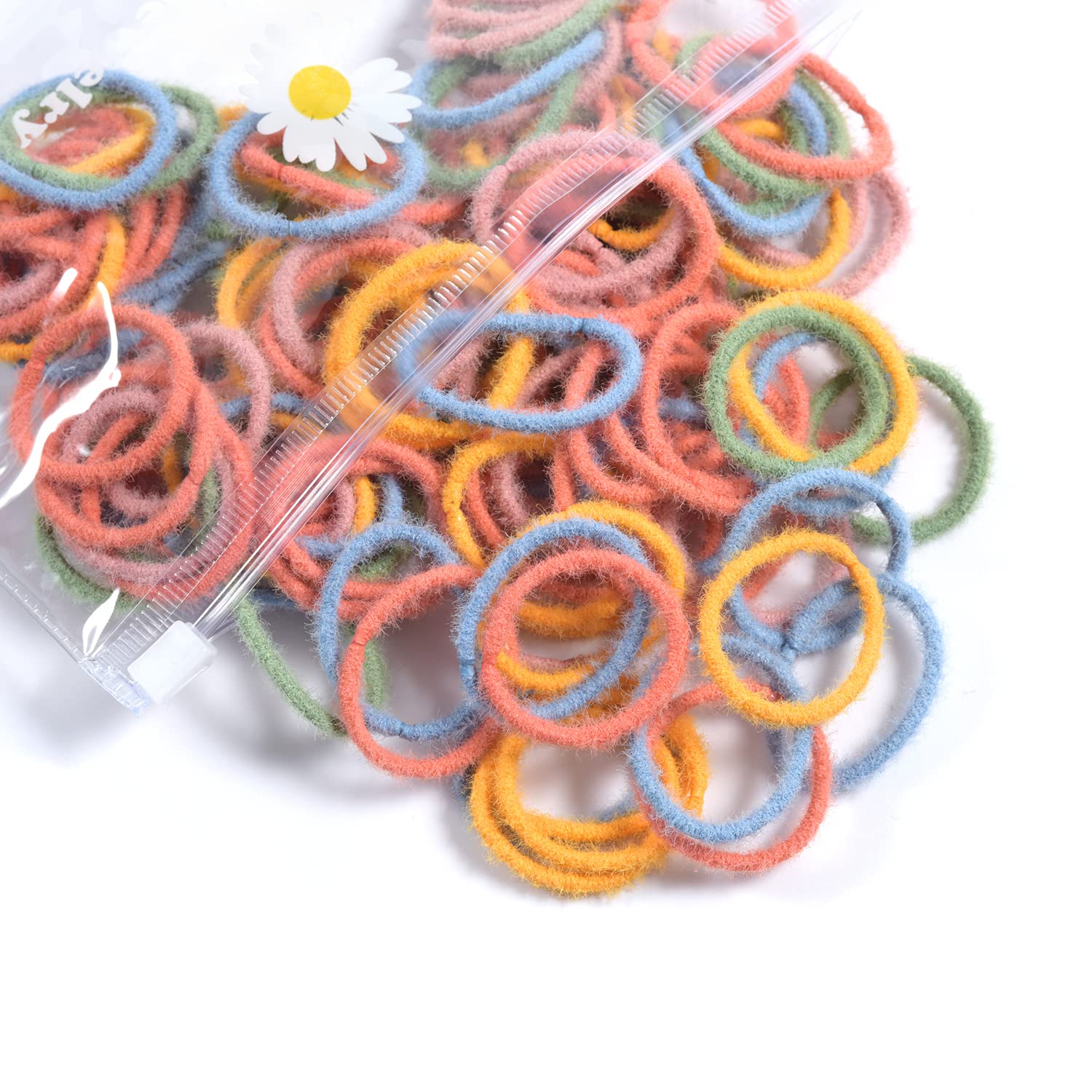 Photo 1 of Youxuan Small Hair Elastics for Girls, Soft and Comfy Rubber Bands, 100 PCS Hair Ties, Multi Color