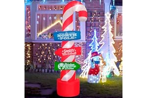 SHDEJTG 8ft Outdoor Candy Cane Stacking Sign Inflatables with LED Lights - Blow Up Yard, Garden, Lawn Decorations for Christmas Parties