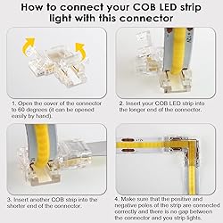 RGBZONE 12Pcs 2Pin L-Shaped COB LED Connectors 8mm