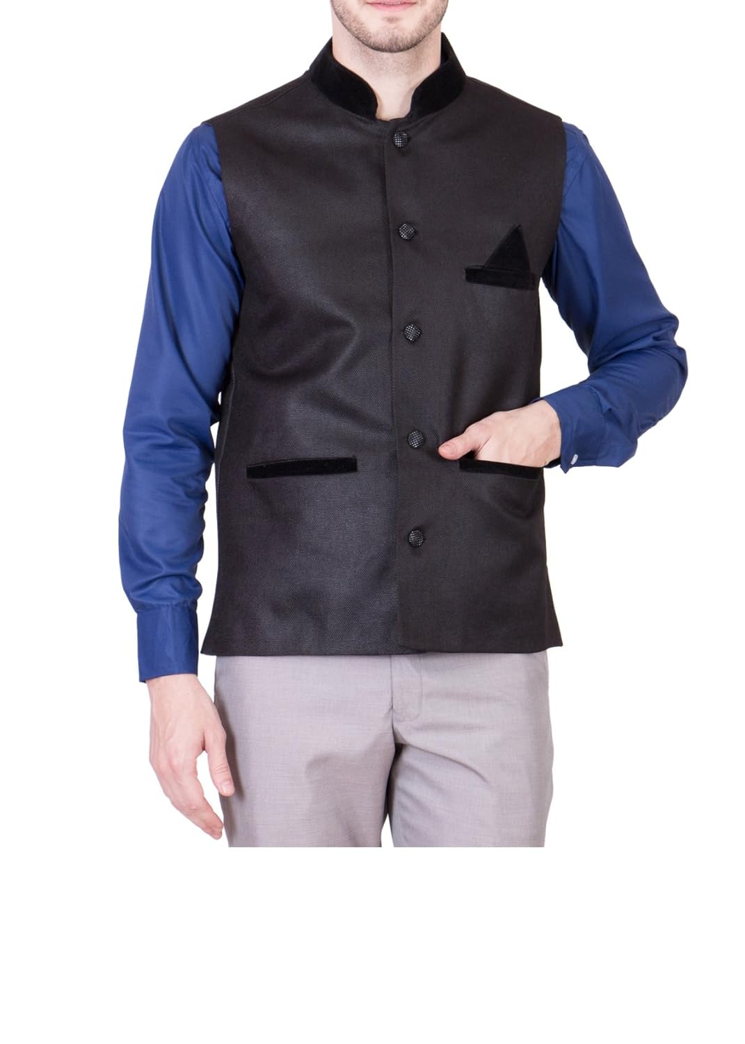 akaas men's jute nehru jacket