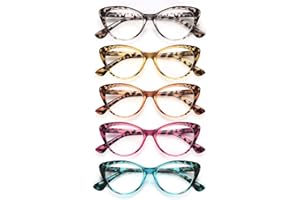 NOVIVON Reading Glasses for Women 5 Pack, Blue Light Blocking Readers Vintage Cat Eye Eyeglasses Anti Glare Filter UV Ray