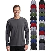 Shyyween Mens Long Sleeve T-Shirts Bulk Basic Soft Crew Neck Cotton Tees Long Sleeve Shirt Wholesale Donation Homeless