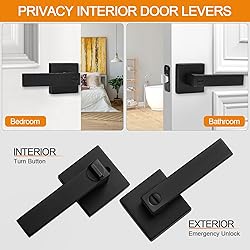 5 Pack Matte Black Door Handles Privacy Door