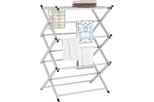 FKUO Household Indoor Folding Clothes Drying Rack, Dry Laundry and Hang Clothes,Towel Rack (Silver Gray) for Storage