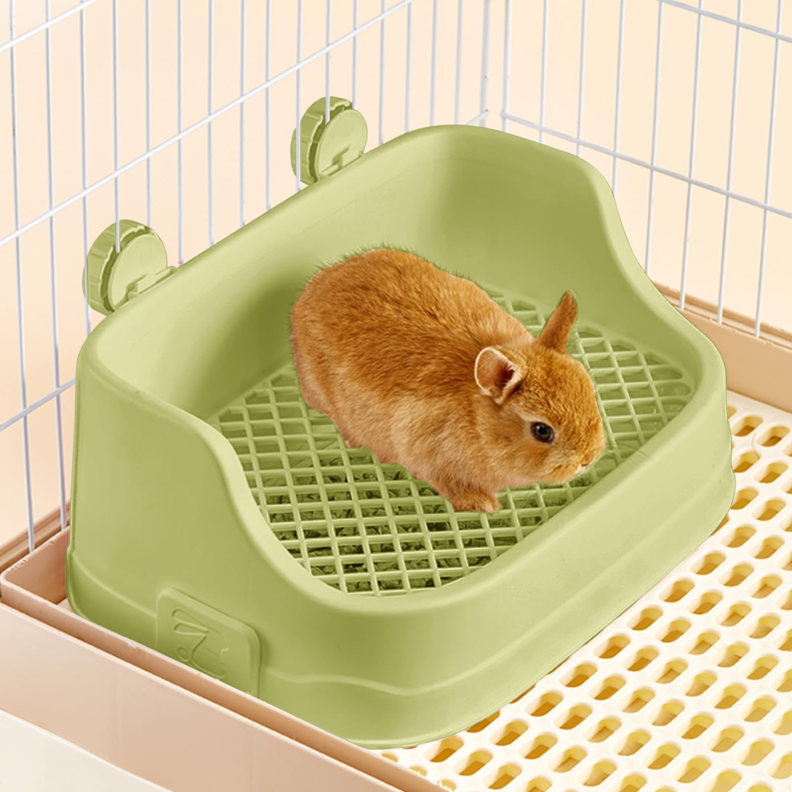 Photo 1 of Rabbit Litter Box, Small Animals Litter Tray for Cage Detachable Bedding Litter Pan Potty Toilet Trainer Corner for Pet Rabbits Guinea Pigs Hamsters Chinchillas (Green)