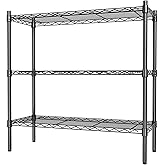 Auslar 3-Shelf Storage Wire Shelves Heavy Duty 3 Tiers Standing Shelving Units Adjustable Metal Organizer Wire Rack, Black