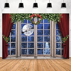 OFILA 7x5ft Christmas Window Backdrop for