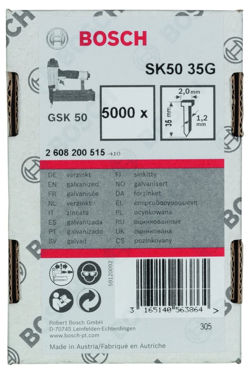 Bosch Professional 5000x Finish Nails SK50 16G (1.2/18 g, 2.0x1.00x35 mm, Galvanised, Accessories for Nail Guns, Pneumatic Nailers)
