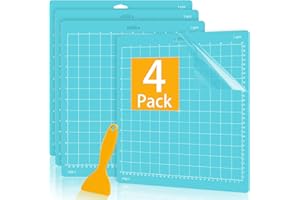 Colemoly 12x12 Cutting Mat 4 Pack Light for Cricut Maker 3/Maker/Explore 3/Air 2/Air/One 1 Pack Cut Cards Scraper Blue Grip Sticky Cricket Replacement Accessories Pad for Supplies,Crafts,Quilting