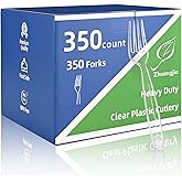 350 Count Clear Plastic forks, Extra Heavy Duty Plastic Forks, Premium Disposable Forks, BPA-Free stainless steel fork disposable for Party Supplies, Weddings and Everyday Use
