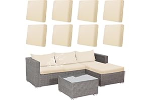 8 Pcs Patio Outdoor Cushion Covers Replacement Waterproof Stretch Sofa Couch Cushion Covers Washable Individual Couch Slipcov