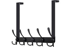 WEBI Over The Door Hooks,Over The Door Towel Rack,Door Hooks for Hanging,Door Coat Hanger Over Door Coat Rack for Towels,Clothes,Bathroom,Black