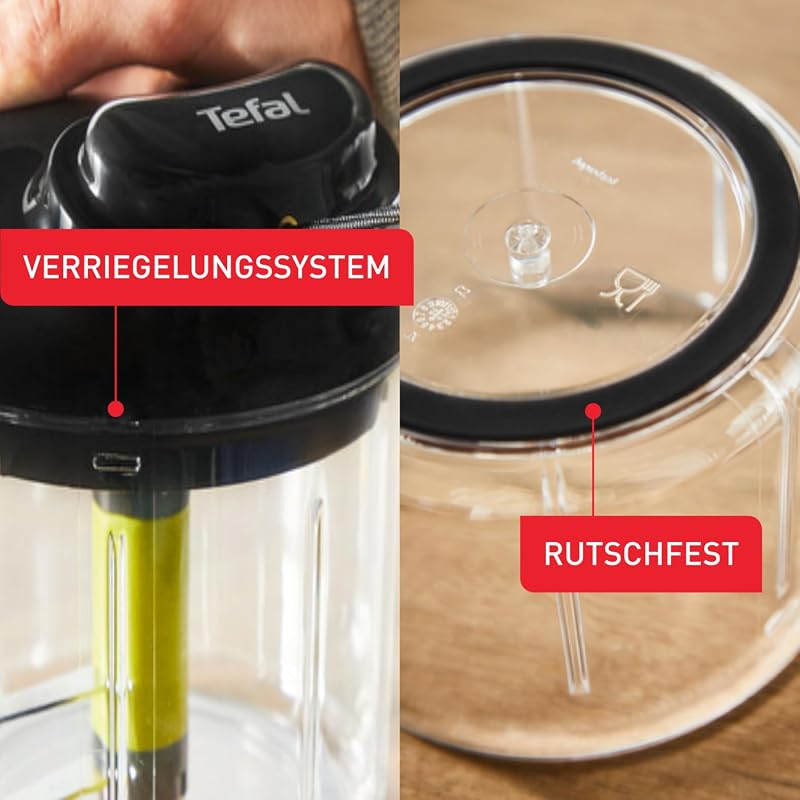 K13204 Ingenio 5-Sekunden-Zerkleinerer ohne Strom, Fassungsvermögen: 900ml, Multizerkleinerer, Universalzerkleinerer für Gemüse, Obst, Nüsse, Knoblauch, Babynahrung, Schwarz/Grün/Transparent