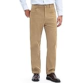 PLEPAN Men's Corduroy Pants Classic Casual Pants Elastic Waist Straight Leg Loose Fit Streetwear Commuting with 5 Pockets