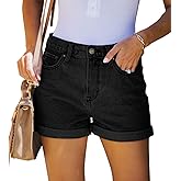 CHICZONE Womens Mid-High Rise Ripped Jean Shorts Distressed Stretchy Denim Shorts