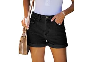 CHICZONE Womens Mid-High Rise Ripped Jean Shorts Distressed Stretchy Denim Shorts