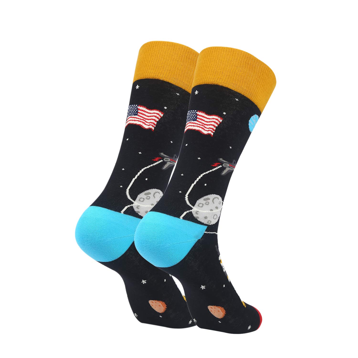 Mens Space Novelty Crew Socks Funny Crazy Socks Alien Astronaut Planet Pizza Casual Socks