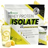 inGreens Clear Protein, Whey Protein Isolate Powder | 22g Protein Per Serving, Sugar Free, 90 Calories, Post Workout Drink Mix, Single Serve Packets, 20 Servings, Lemon Flavor