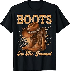 Boots On The Ground Cowboy Boots Rodeo Western Cowgirl T-Shirt