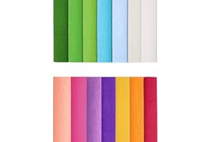MIUEZUTH Crepe Paper Flower DIY 14 Colors Crepe Paper, 9.8 x 98 Inch Wide Crepe Paper for DIY Gift Wrapping Paper Crafts Paper Flower Birthday Parties Weddings Festival Decoration (Multiple Colors 3)