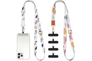 COOKOOKY Phone Lanyard, Universal Crossbody Patch Phone Lanyards, Cell Phone Lanyard Adjustable Phone Strap for iPhone Case ID Badges and Most Smartphones (Minimalism)